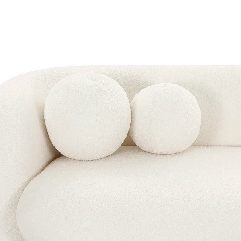 Round Arm Japandi Sofa with Plush Cushions - Japandi