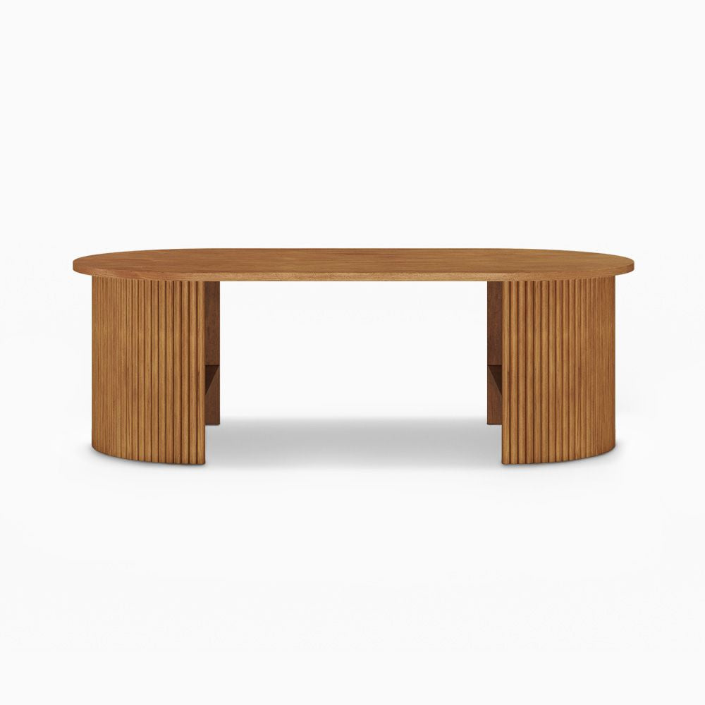 Japandi Oval Wood Coffee Table - Japandi