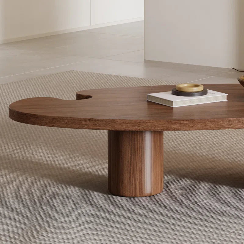 Japandi Brown Solid Wood Veneer Coffee Table - Japandi
