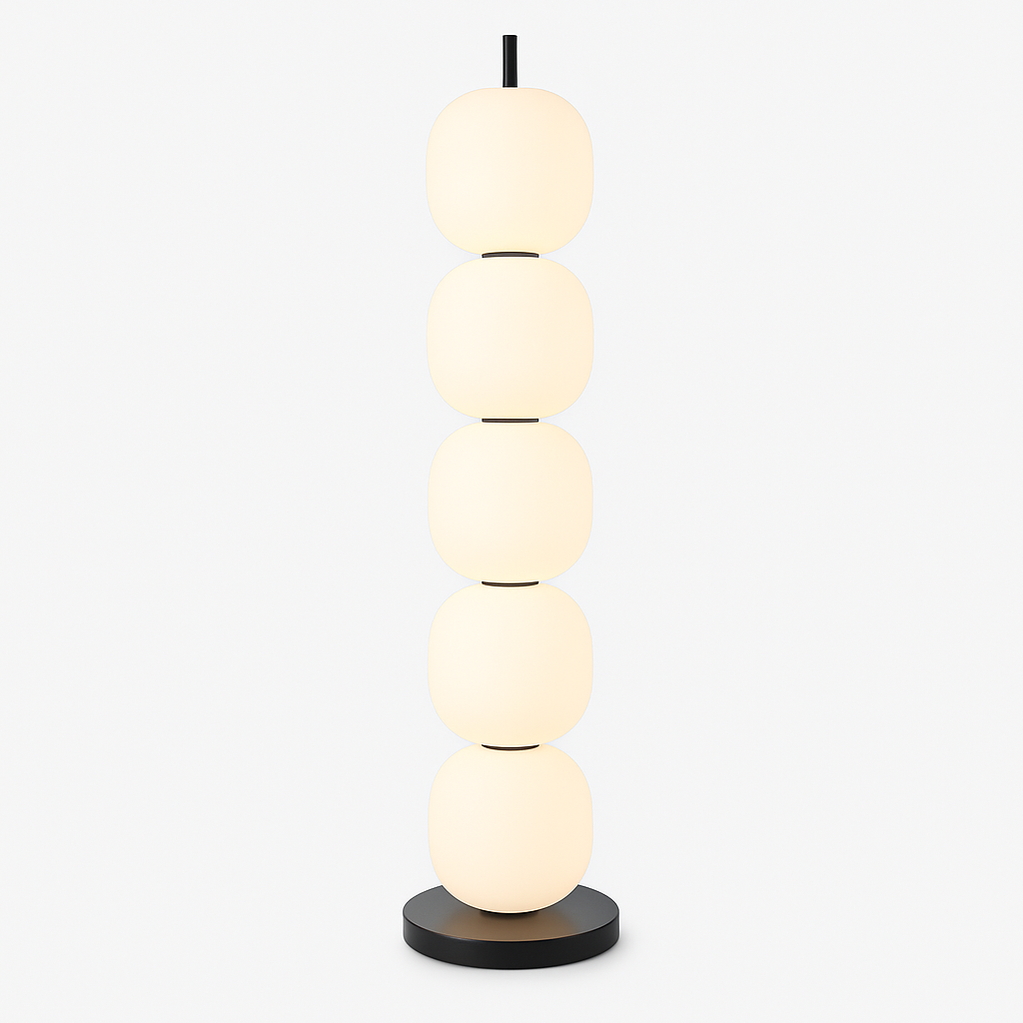 Japandi Textured Beaded Wood Floor Lamp – Beaded - Japandi