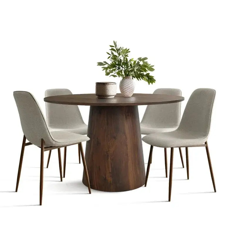 Black Wood & Beige Cushions Japandi Dining Set – Benvinda - Japandi