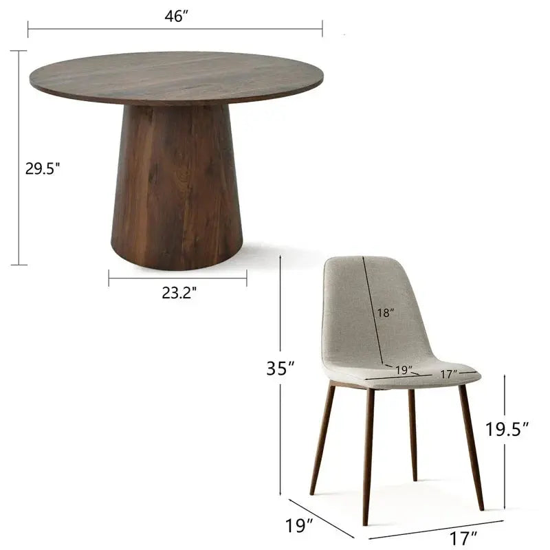 Black Wood & Beige Cushions Japandi Dining Set – Benvinda - Japandi