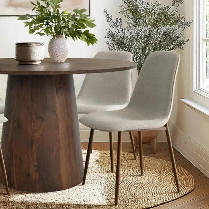 Black Wood & Beige Cushions Japandi Dining Set – Benvinda - Japandi