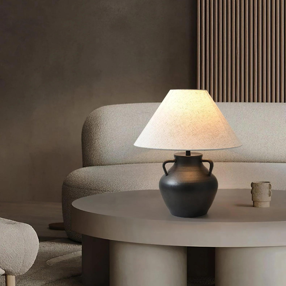 Black Ceramic Japandi Table Lamp | Japandi.co - Japandi