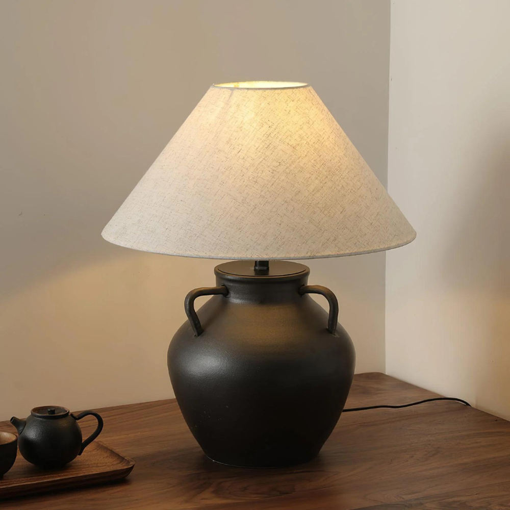 Black Ceramic Japandi Table Lamp | Japandi.co - Japandi