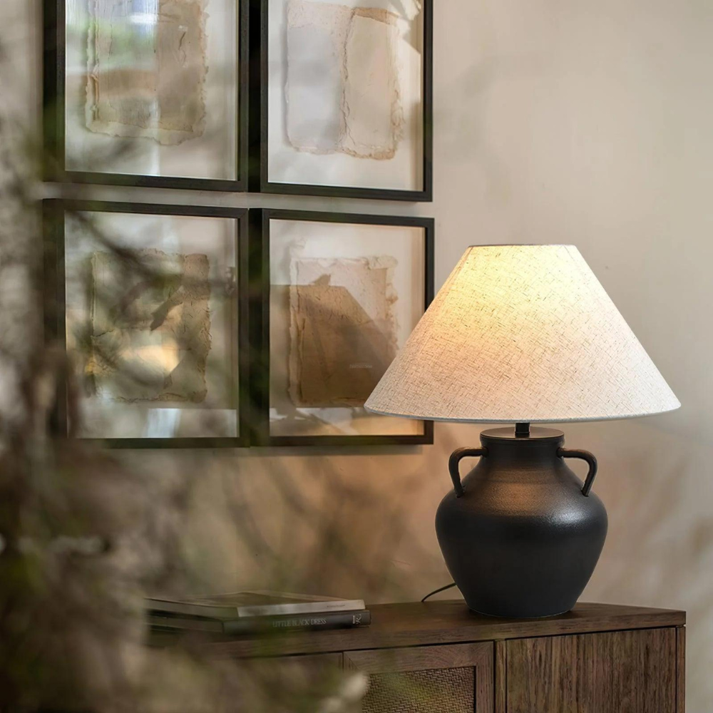 Black Ceramic Japandi Table Lamp | Japandi.co - Japandi