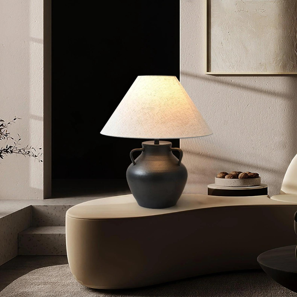 Black Ceramic Japandi Table Lamp | Japandi.co - Japandi