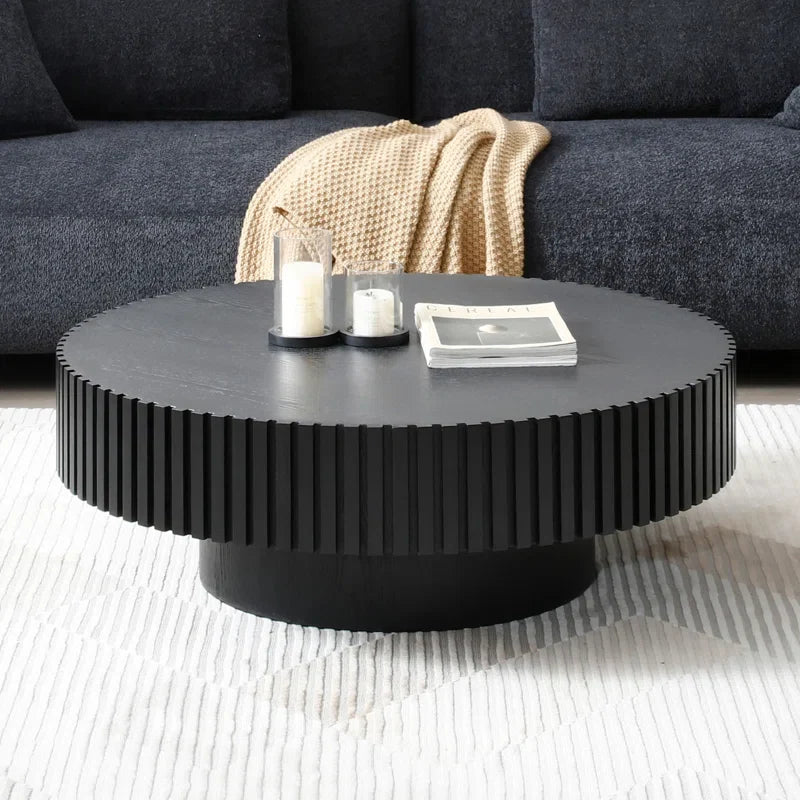 Round Black Japandi Coffee Table - Japandi