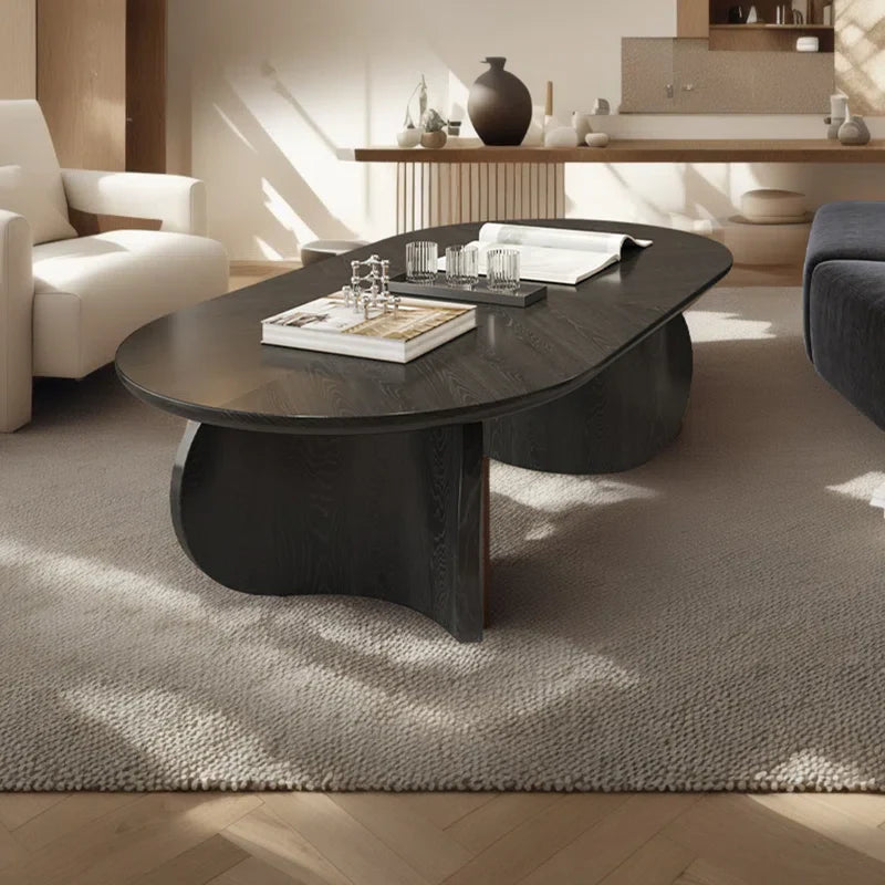 Black Oval Japandi Coffee Table - Japandi