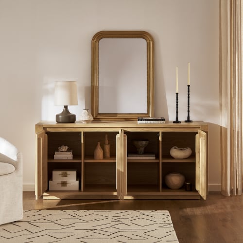 Japandi Rustic Wood Sideboard - Japandi