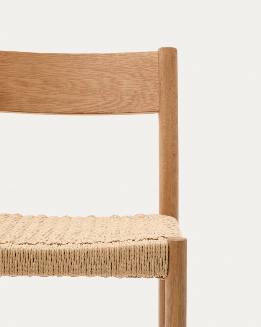 Japandi Wooden Stool Chair with Backrest - Japandi