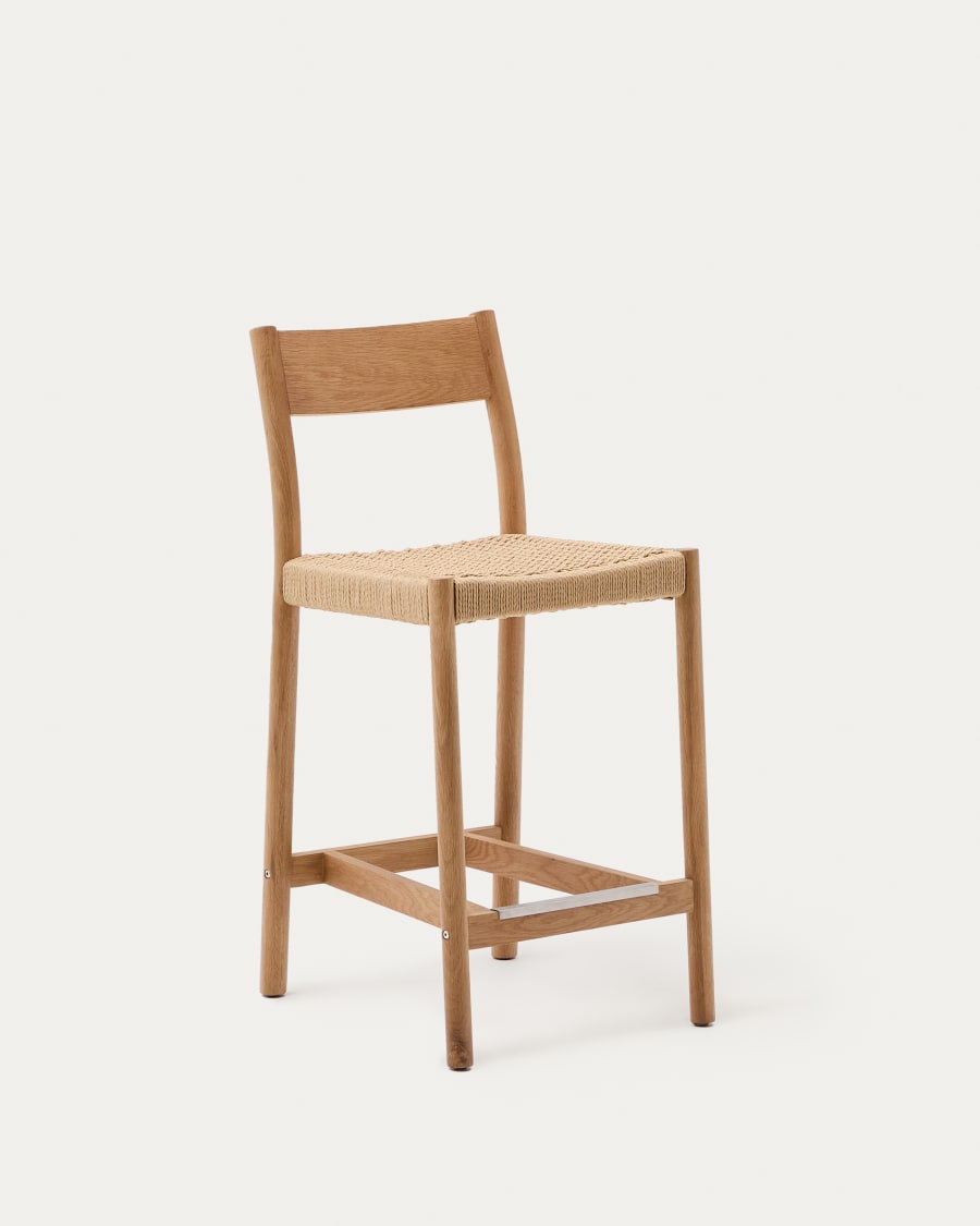 Japandi Wooden Stool Chair with Backrest - Japandi