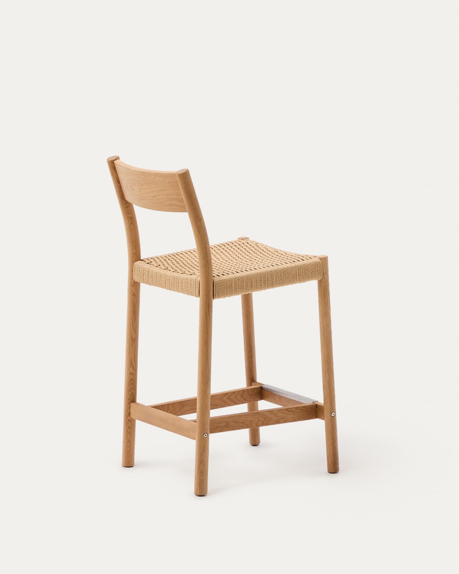 Japandi Wooden Stool Chair with Backrest - Japandi