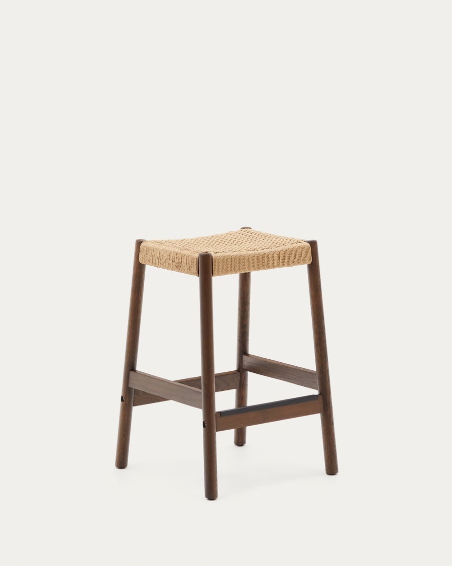 Japandi Walnut Stool Chair - Japandi