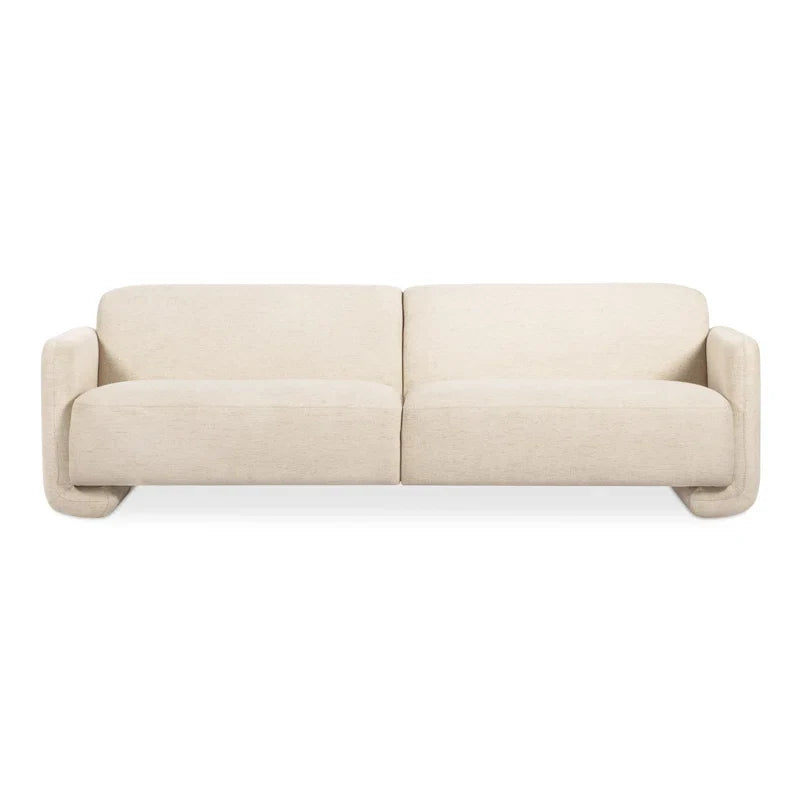 Large Upholstered Japandi Sofa in Neutral Fabric - Japandi