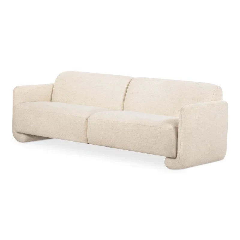 Large Upholstered Japandi Sofa in Neutral Fabric - Japandi