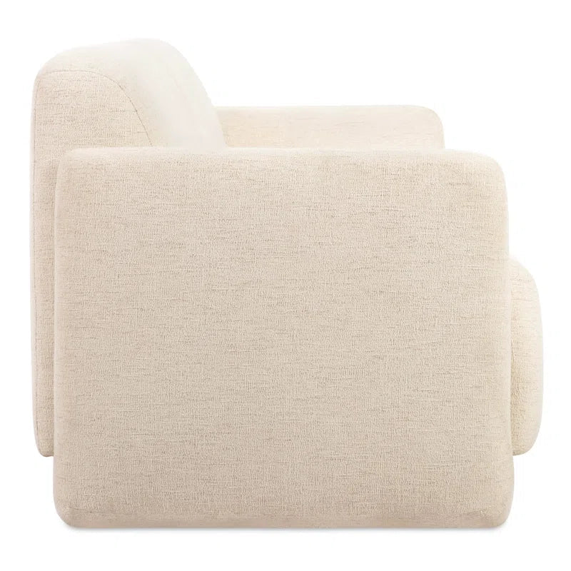 Large Upholstered Japandi Sofa in Neutral Fabric - Japandi