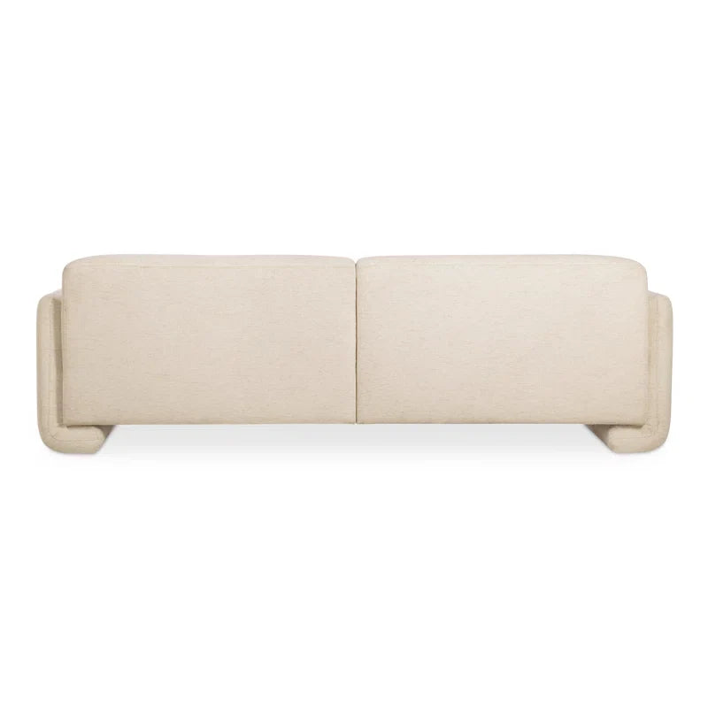 Large Upholstered Japandi Sofa in Neutral Fabric - Japandi