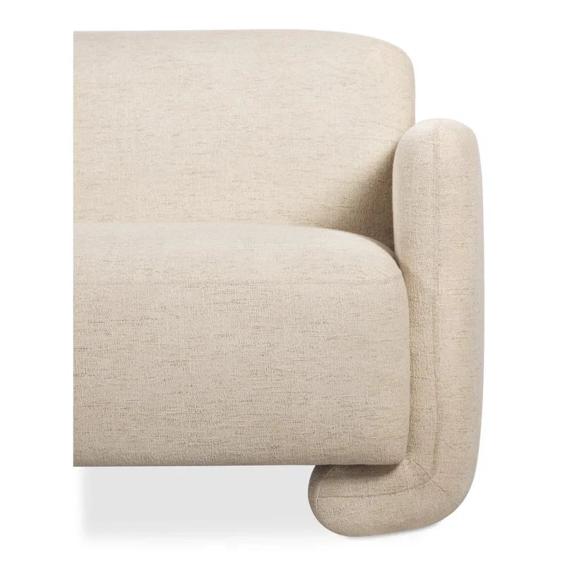 Large Upholstered Japandi Sofa in Neutral Fabric - Japandi