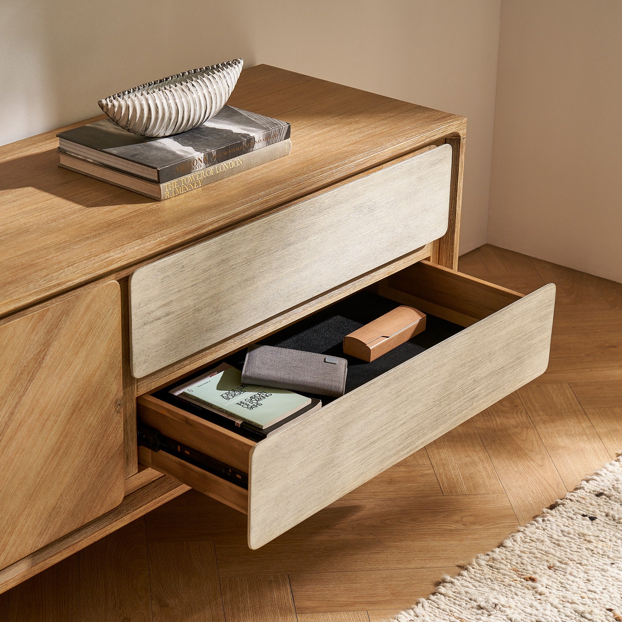 Japandi Rustic Wood TV Stand - Japandi