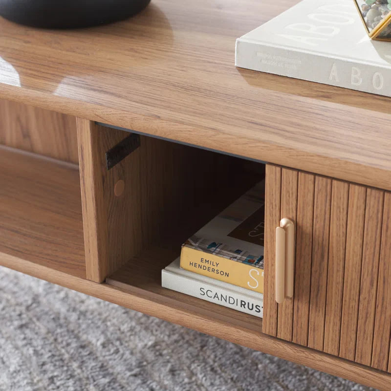 Japandi Wooden Coffee Table with Storage - Japandi