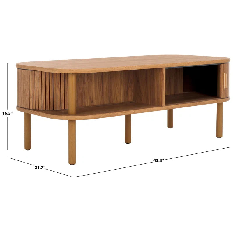 Japandi Wooden Coffee Table with Storage - Japandi