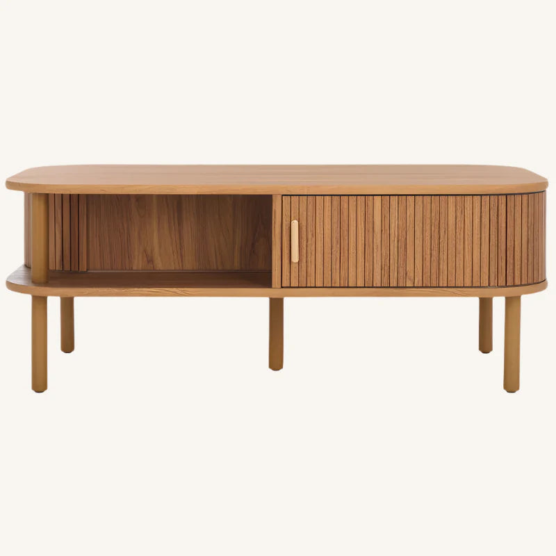Japandi Wooden Coffee Table with Storage - Japandi
