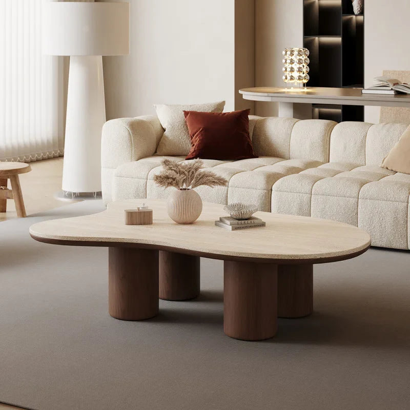 Japandi Stone Tabletop Coffee Table - Masiyah - Japandi