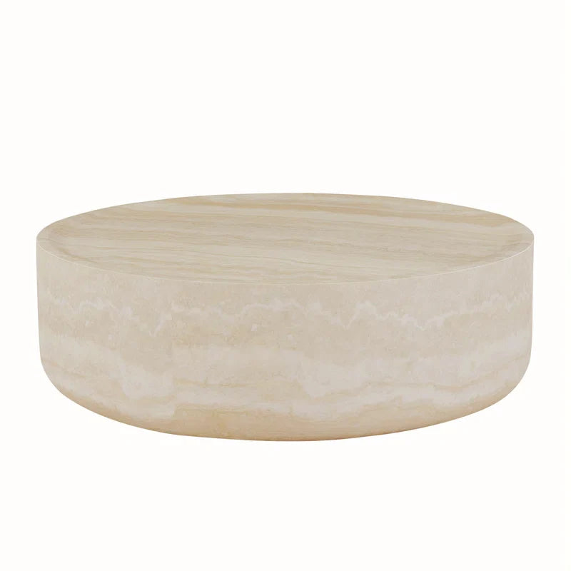 Japandi Round Travertine Coffee Table - Japandi