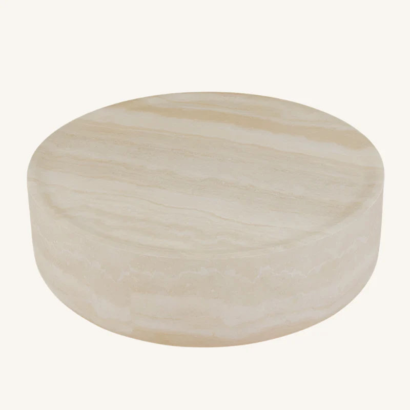 Japandi Round Travertine Coffee Table - Japandi