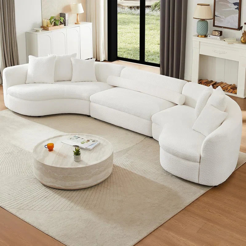 Japandi Round Travertine Coffee Table - Japandi