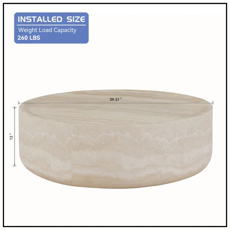 Japandi Round Travertine Coffee Table - Japandi