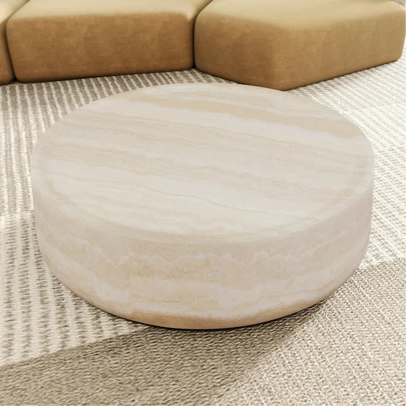 Japandi Round Travertine Coffee Table - Japandi