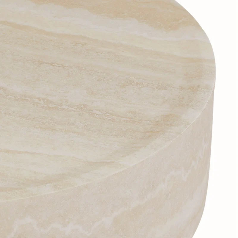 Japandi Round Travertine Coffee Table - Japandi