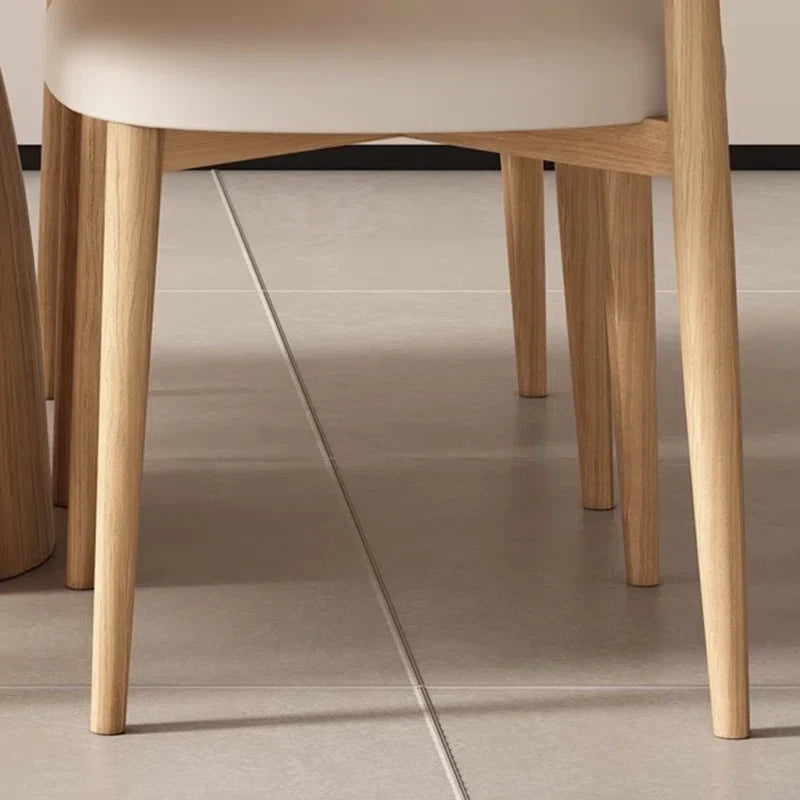 Cream Oak & Upholstered Chairs Japandi Dining Set – Cream Oak - Japandi