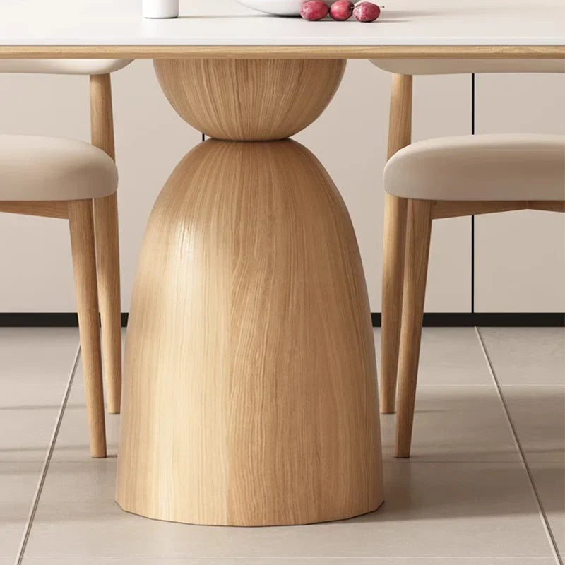 Cream Oak & Upholstered Chairs Japandi Dining Set – Cream Oak - Japandi
