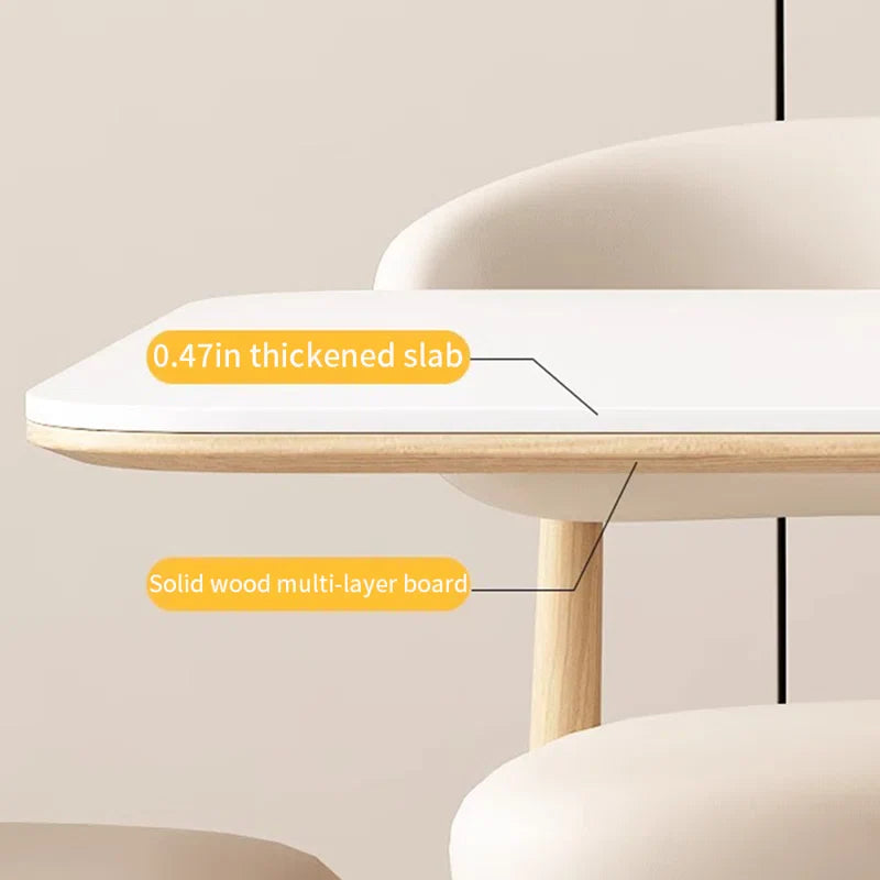 Cream Oak & Upholstered Chairs Japandi Dining Set – Cream Oak - Japandi