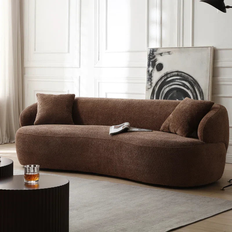 Curved Bouclé Japandi Sofa - Japandi