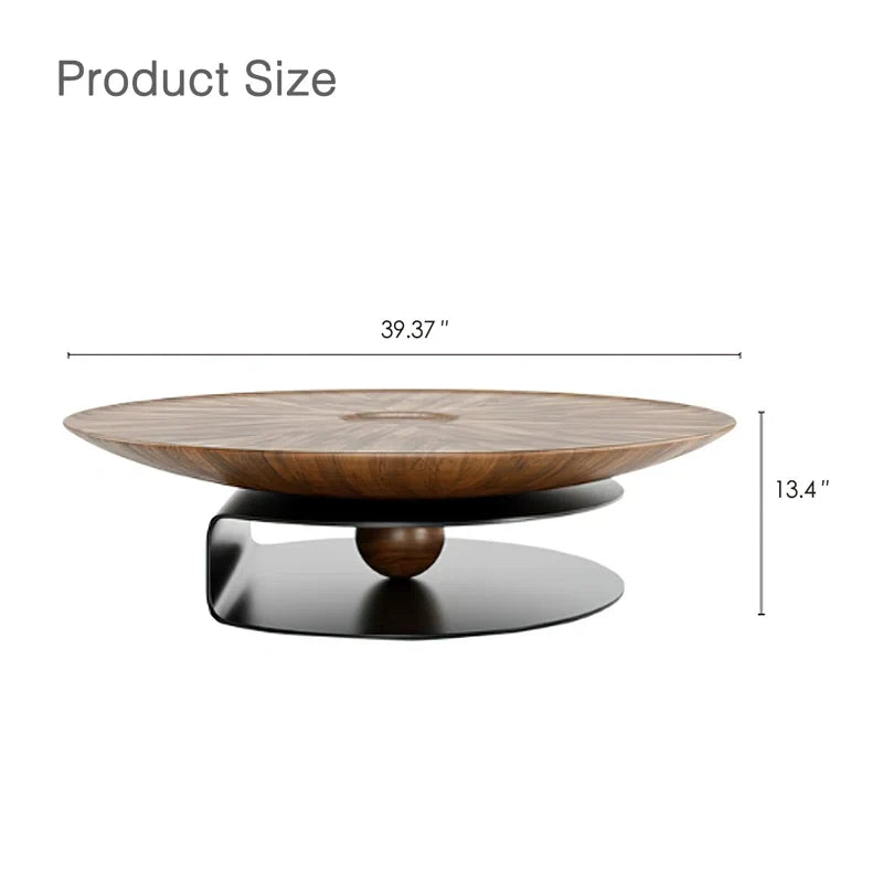 Modern Walnut Round Coffee Table - Daiel - Japandi