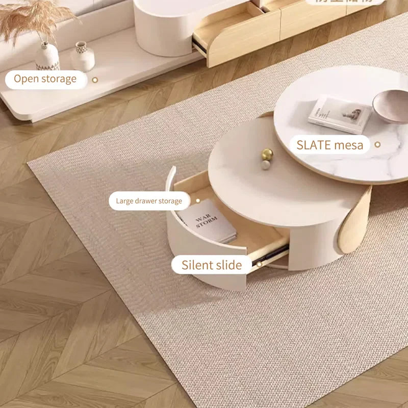 Japandi Nesting Coffee Table with Sintered Stone - Japandi