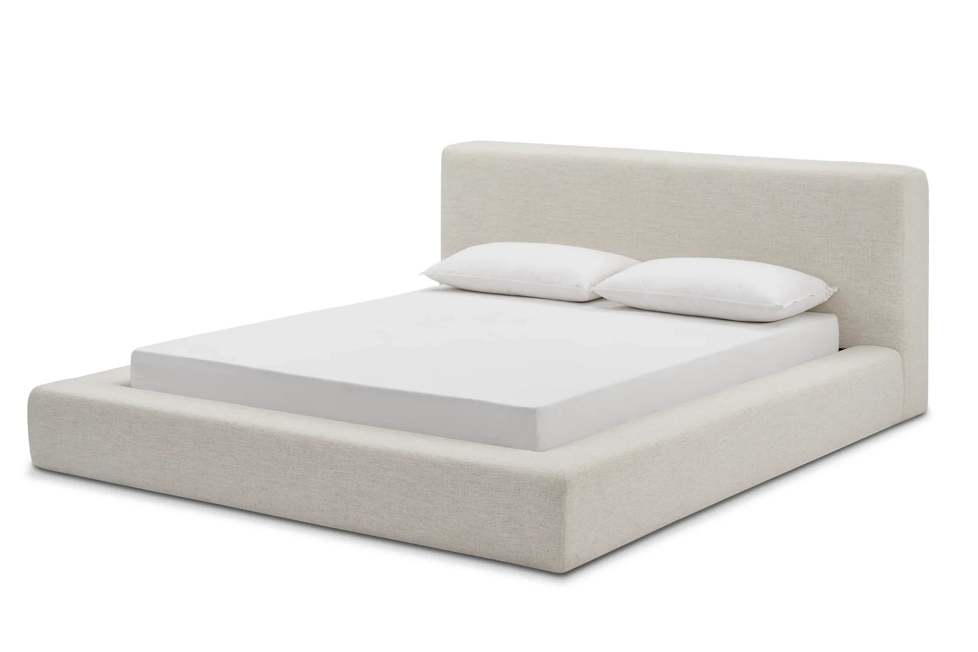 Japandi Linen Low Profile Platform Bed - Japandi