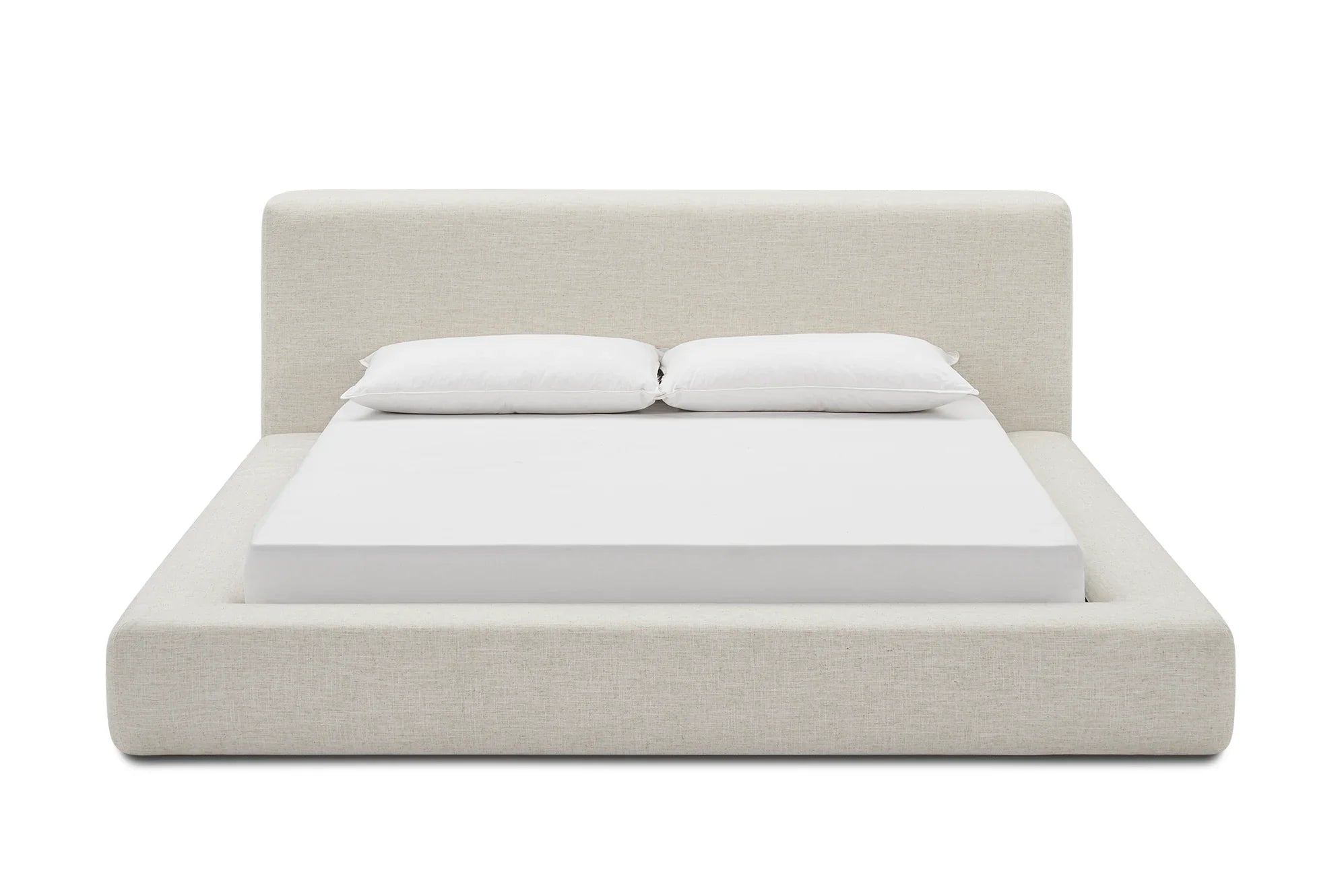 Japandi Linen Low Profile Platform Bed - Japandi