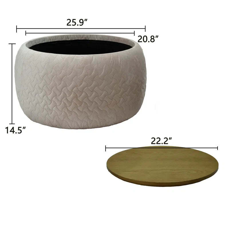 Drum Coffee Table with Storage - Debe - Japandi