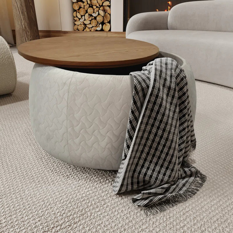 Drum Coffee Table with Storage - Debe - Japandi