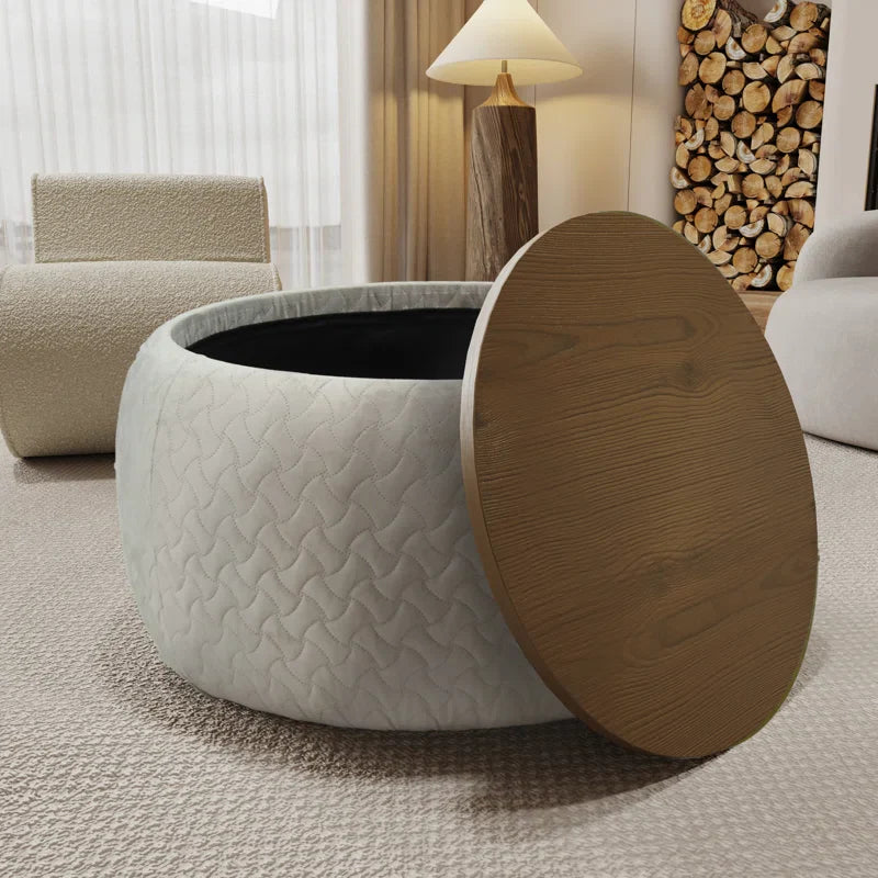Drum Coffee Table with Storage - Debe - Japandi