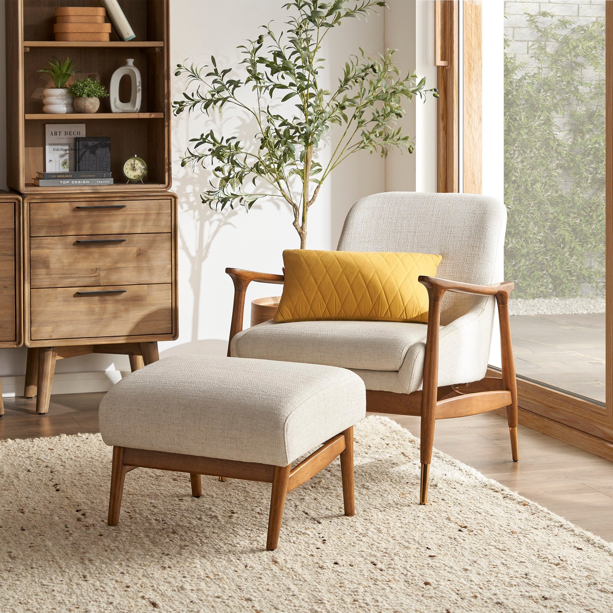 Japandi Beige Ottoman - Japandi