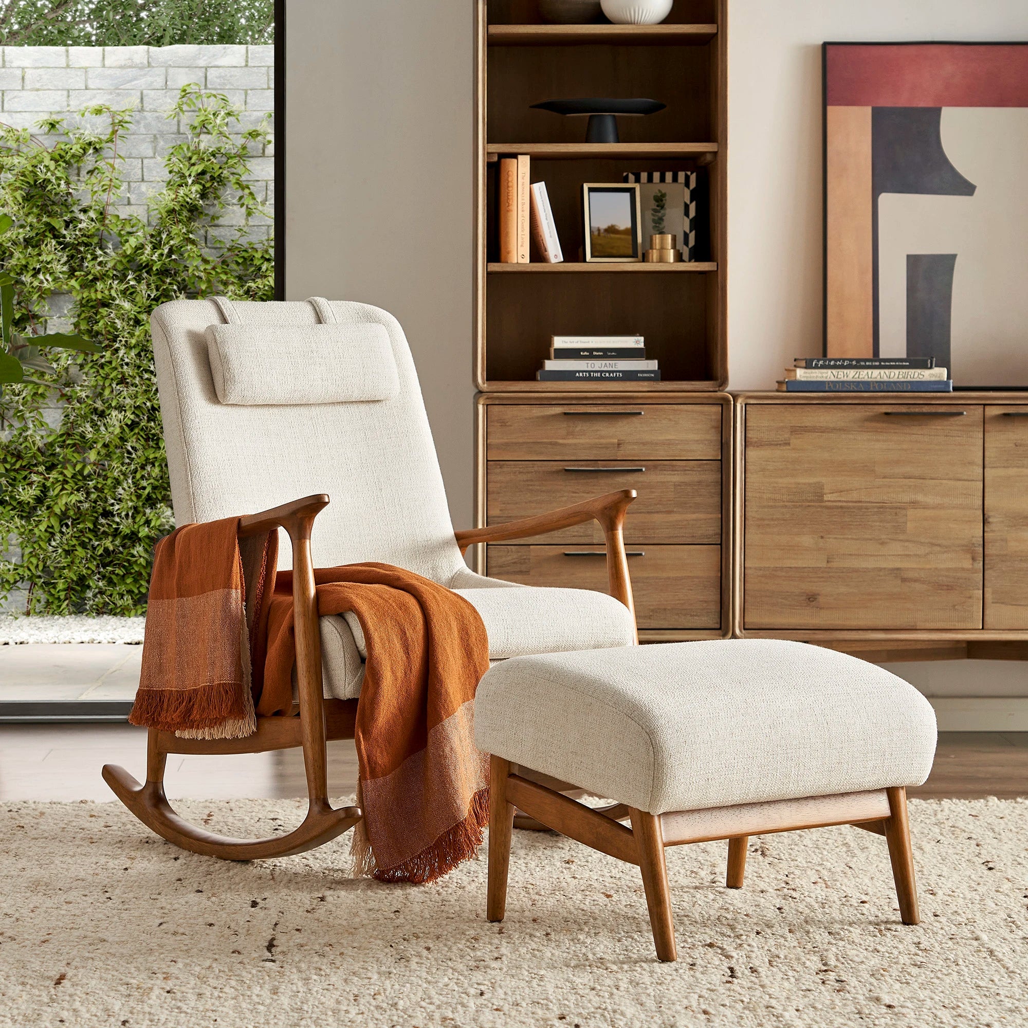Japandi Beige Ottoman - Japandi