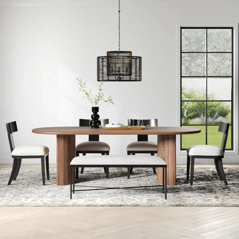 Double Pedestal Japandi Dining Table - Japandi