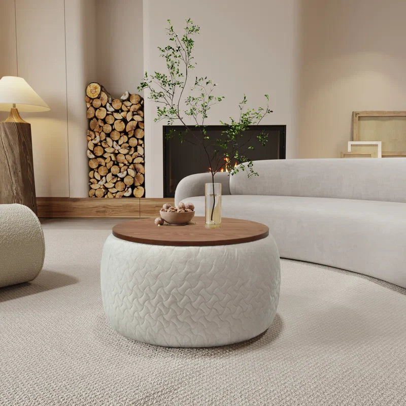 Drum Coffee Table with Storage - Debe - Japandi