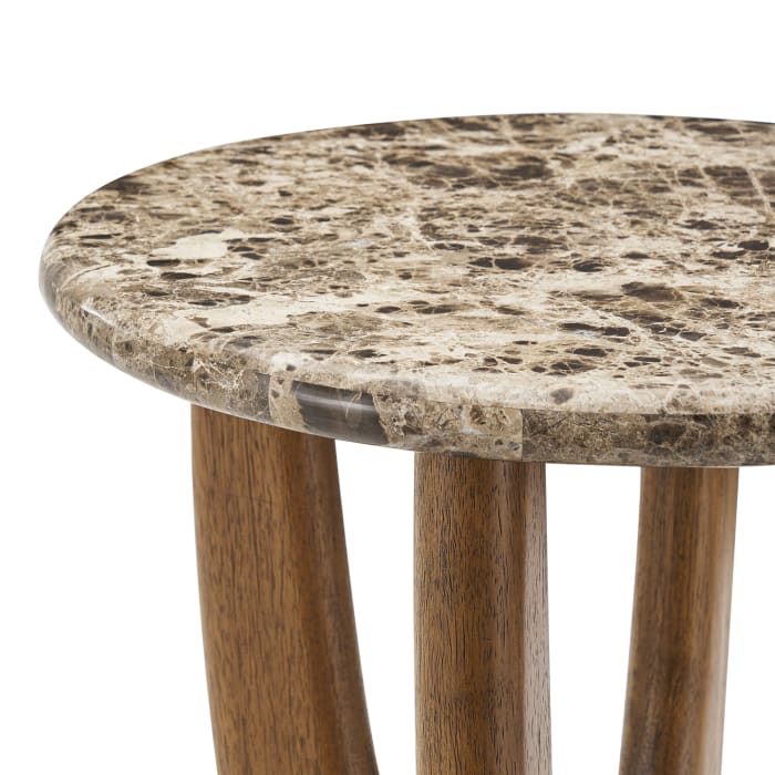 Japandi Wood & Marble Side Table - Japandi